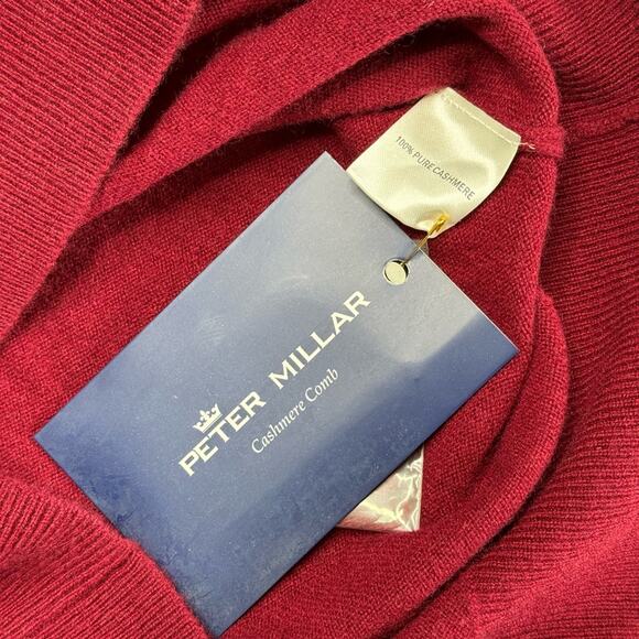 NWT PETER MILLAR Burgundy Cashmere 1/4 Zip Sleeveless Golf Sweater Vest Men’s - Picture 6 of 8